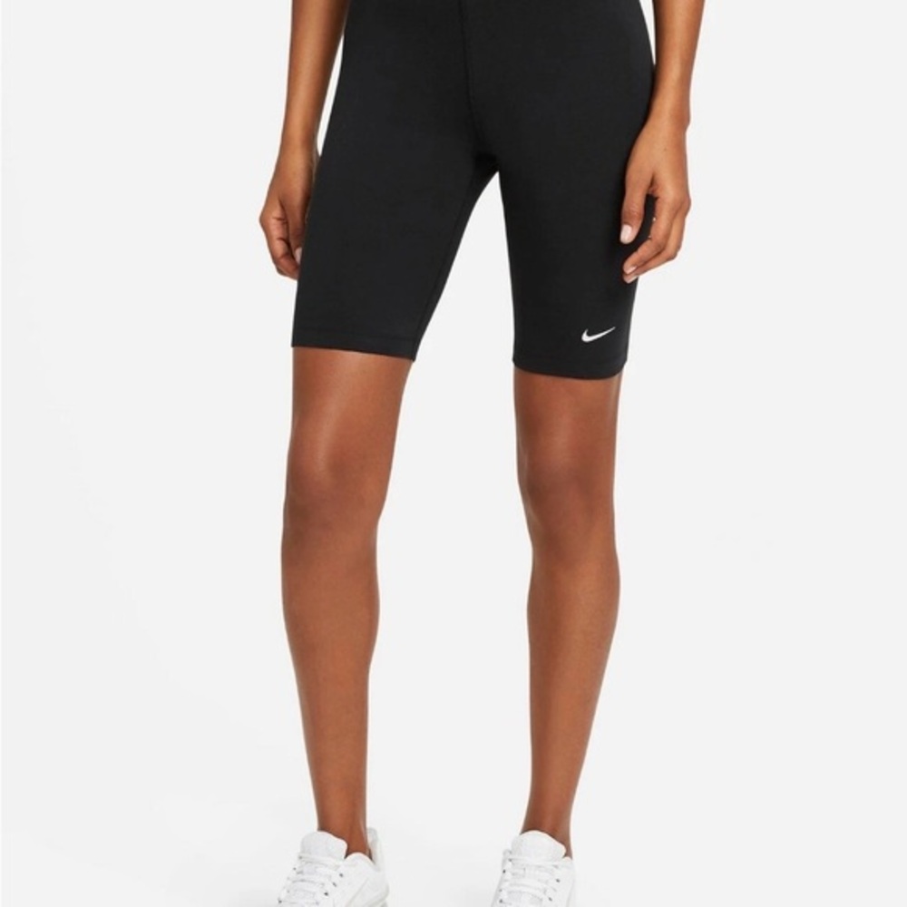 Nike Black Bike Shorts with White Swoosh Logo.
